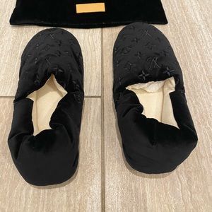 Louis Vuitton Black Velvet womens Slippers